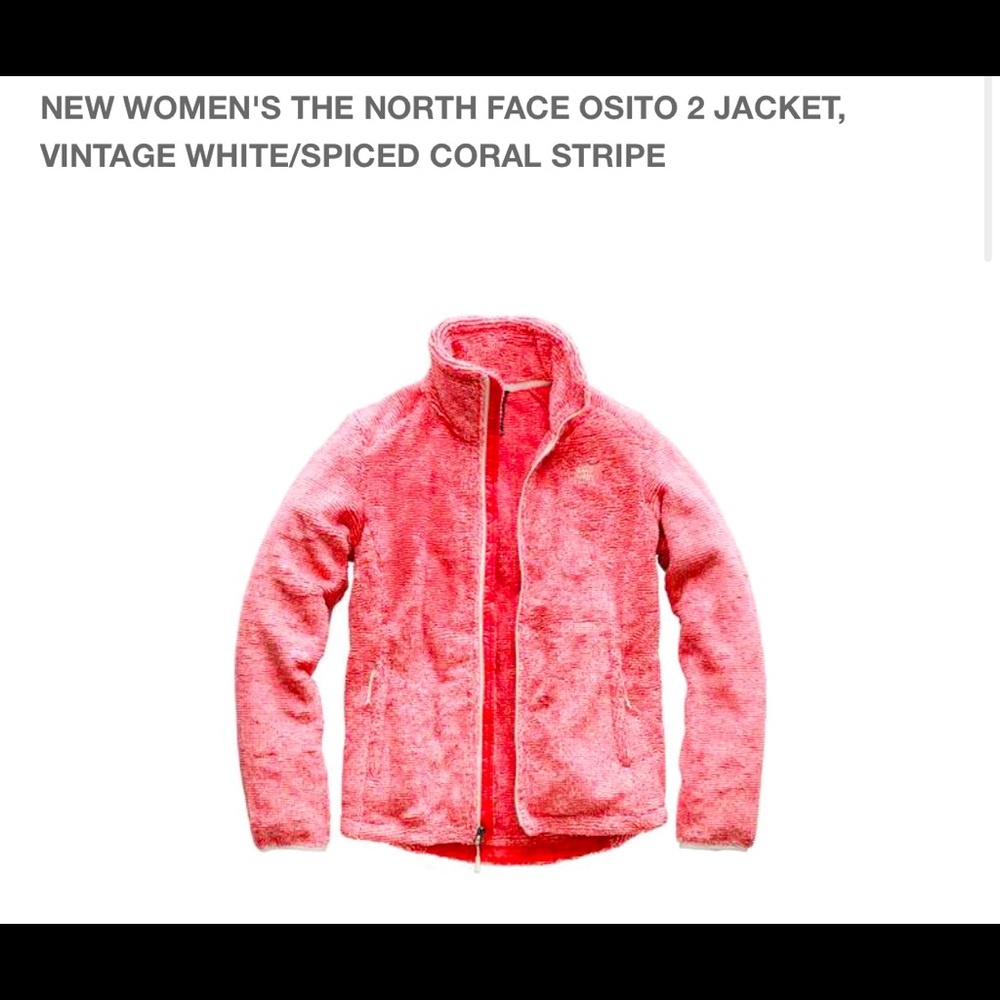 North Face Osito 2 Jacket. Coral and White